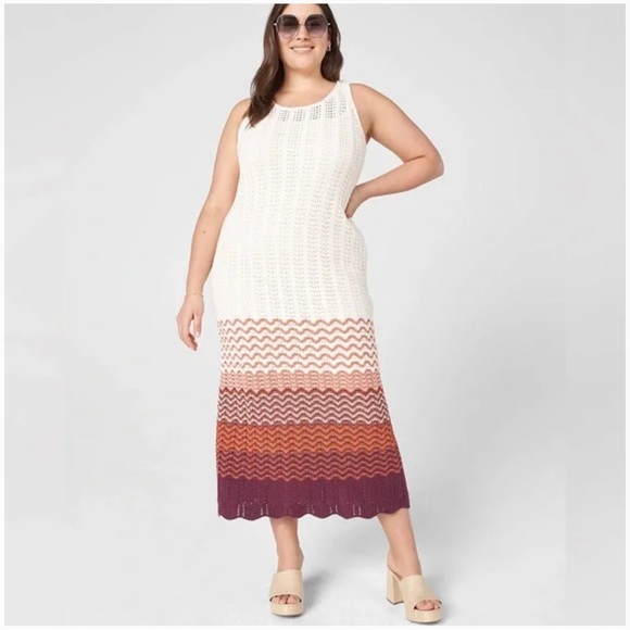 Lane Bryant Eco-Friendly Chevron Stripe‎ Sweater Dress - Picture 1 of 15